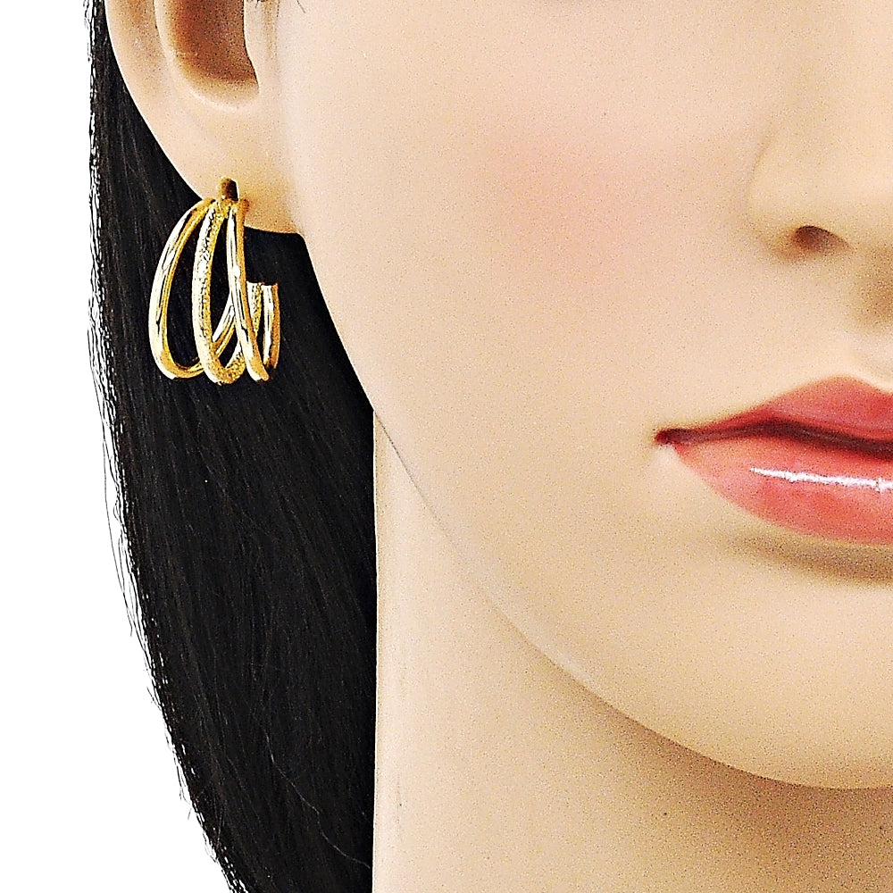 Oro Laminado Small Hoop, Gold Filled Style Matte Finish, Golden Finish
