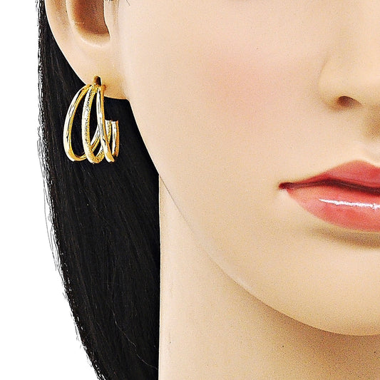 Oro Laminado Small Hoop, Gold Filled Style Matte Finish, Golden Finish
