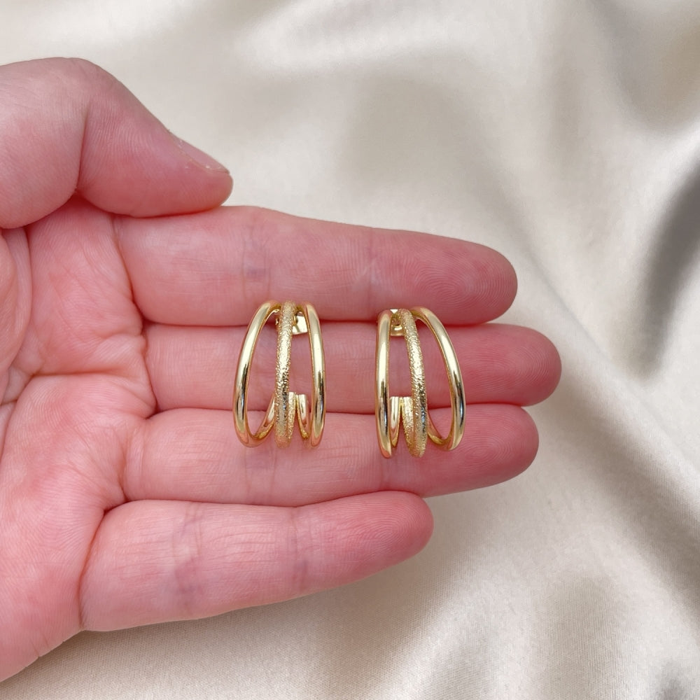 Oro Laminado Small Hoop, Gold Filled Style Matte Finish, Golden Finish