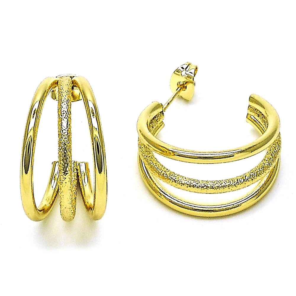 Oro Laminado Small Hoop, Gold Filled Style Matte Finish, Golden Finish