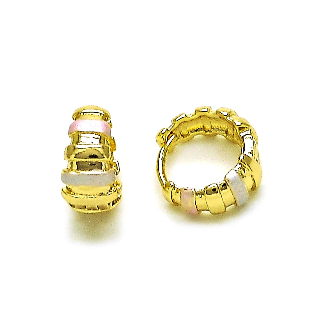 Oro Laminado Huggie Hoop, Gold Filled Style Polished, Tricolor