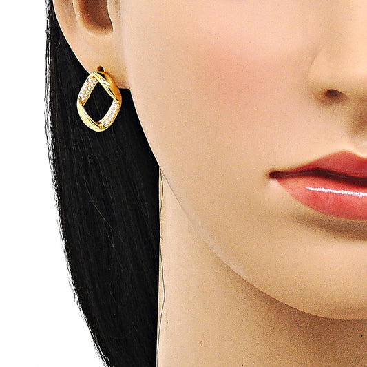 Oro Laminado Stud Earring, Gold Filled Style with Ivory Pearl, Polished, Golden Finish