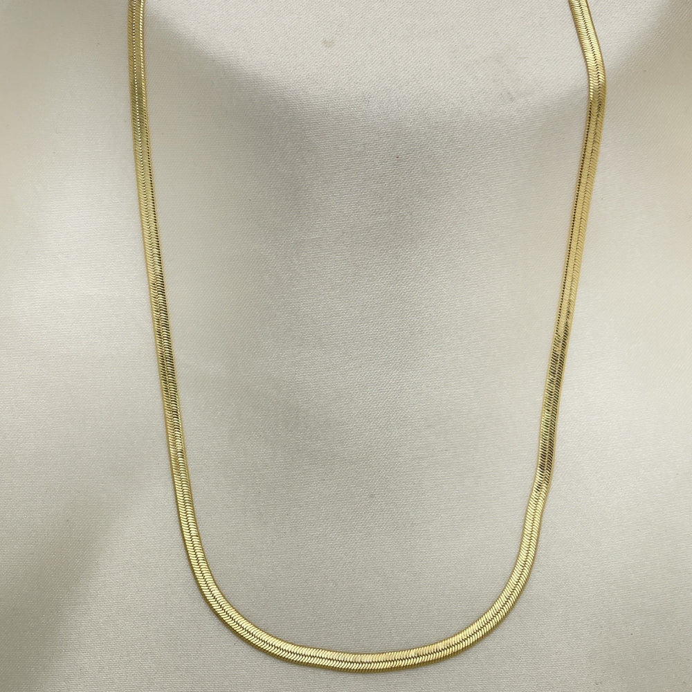 Oro Laminado Basic Necklace, Gold Filled Style Herringbone Design, Polished, Golden Finish