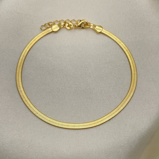 Oro Laminado Basic Bracelet, Gold Filled Style Herringbone Design, Polished, Golden Finish