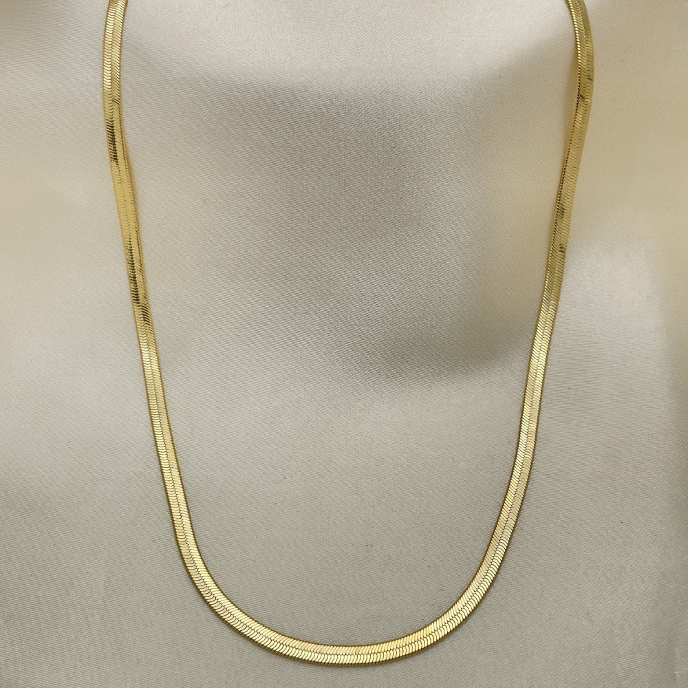 Oro Laminado Basic Necklace, Gold Filled Style Herringbone Design, Polished, Golden Finish