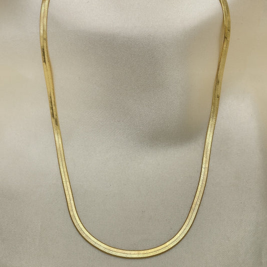 Oro Laminado Basic Necklace, Gold Filled Style Herringbone Design, Polished, Golden Finish