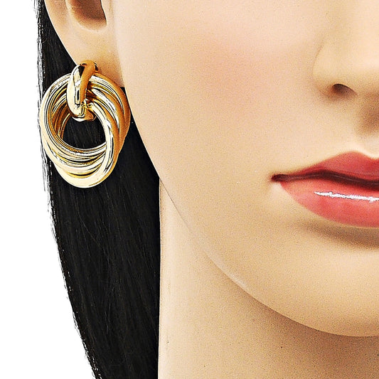 Oro Laminado Stud Earring, Gold Filled Style Polished, Golden Finish