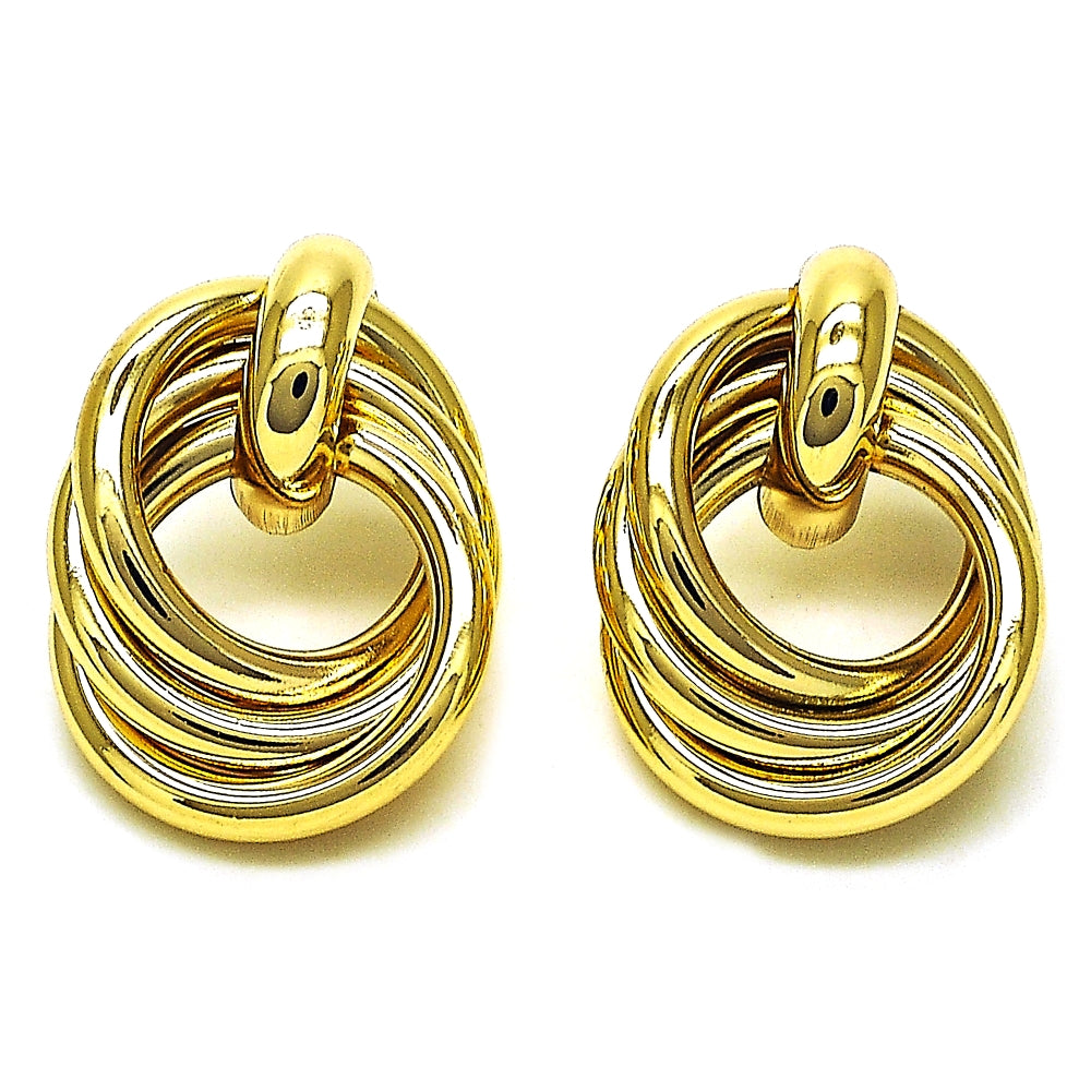Oro Laminado Stud Earring, Gold Filled Style Polished, Golden Finish