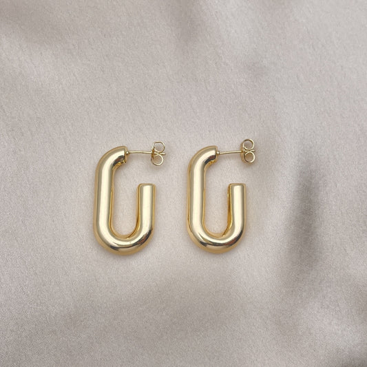 Oro Laminado Stud Earring, Gold Filled Style Hollow Design, Polished, Golden Finish