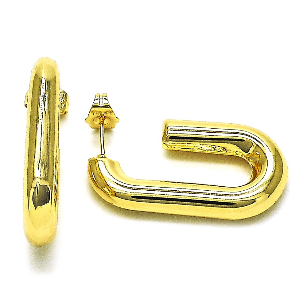 Oro Laminado Stud Earring, Gold Filled Style Hollow Design, Polished, Golden Finish