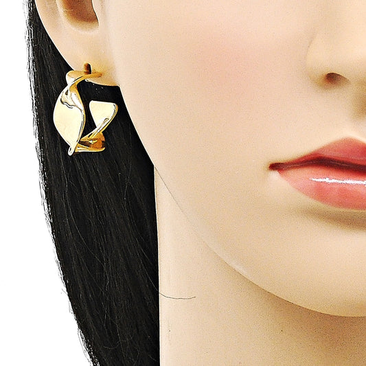 Oro Laminado Small Hoop, Gold Filled Style Twist Design, Polished, Golden Finish