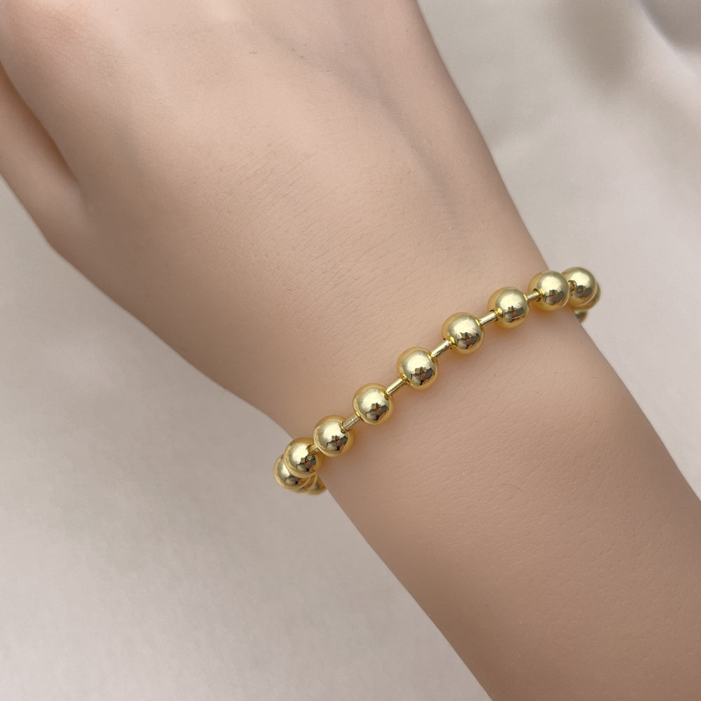 Oro Laminado Fancy Bracelet, Gold Filled Style Ball Design, Polished, Golden Finish