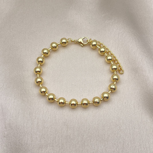 Oro Laminado Fancy Bracelet, Gold Filled Style Ball Design, Polished, Golden Finish