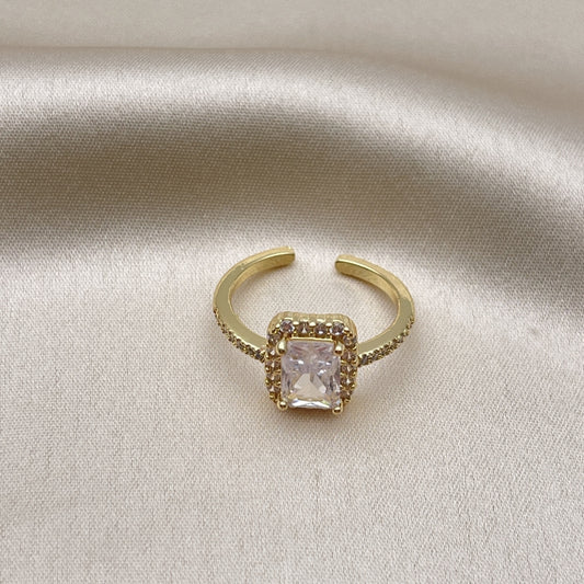 Oro Laminado Multi Stone Ring, Gold Filled Style with White Cubic Zirconia and White Micro Pave, Polished, Golden Finish