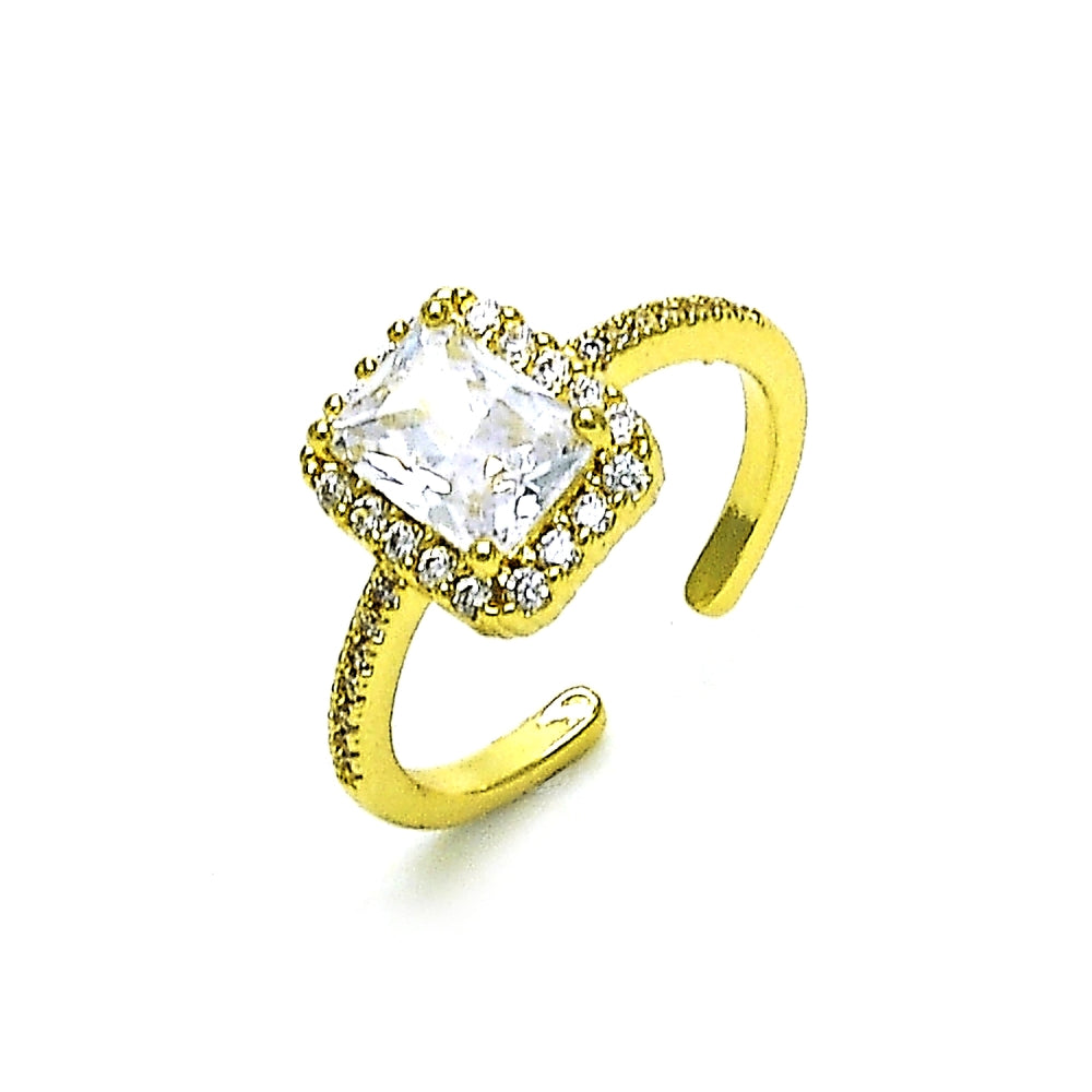 Oro Laminado Multi Stone Ring, Gold Filled Style with White Cubic Zirconia and White Micro Pave, Polished, Golden Finish