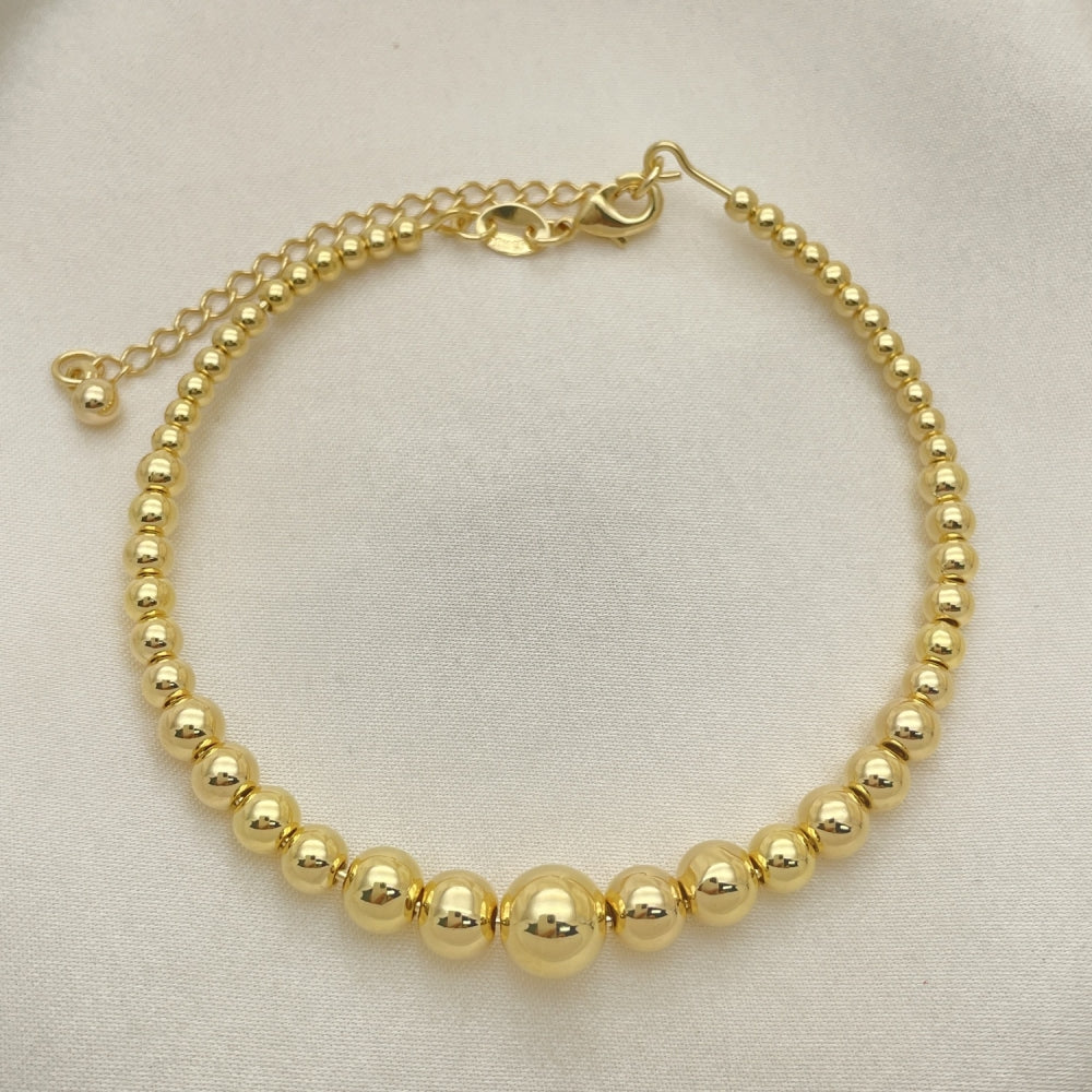 Oro Laminado Individual Bangle, Gold Filled Style Ball Design, Polished, Golden Finish