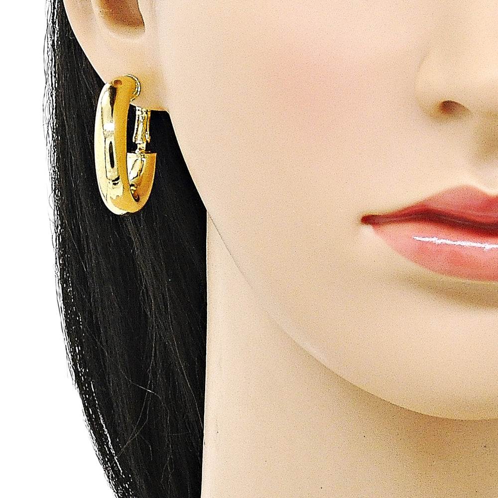 Oro Laminado Medium Hoop, Gold Filled Style Hollow Design, Polished, Golden Finish