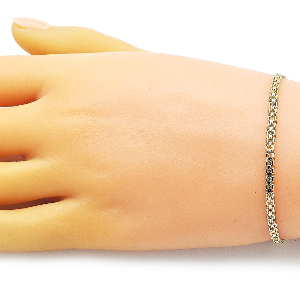 Oro Laminado Basic Bracelet, Gold Filled Style Bismark Design, Polished, Golden Finish