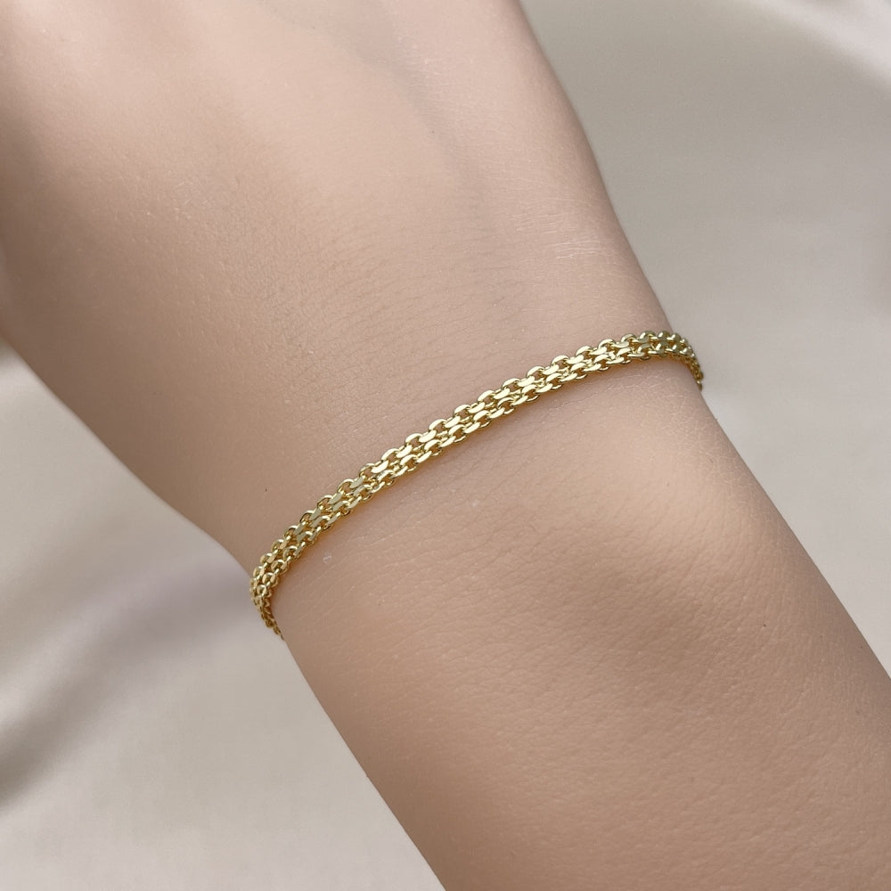 Oro Laminado Basic Bracelet, Gold Filled Style Bismark Design, Polished, Golden Finish