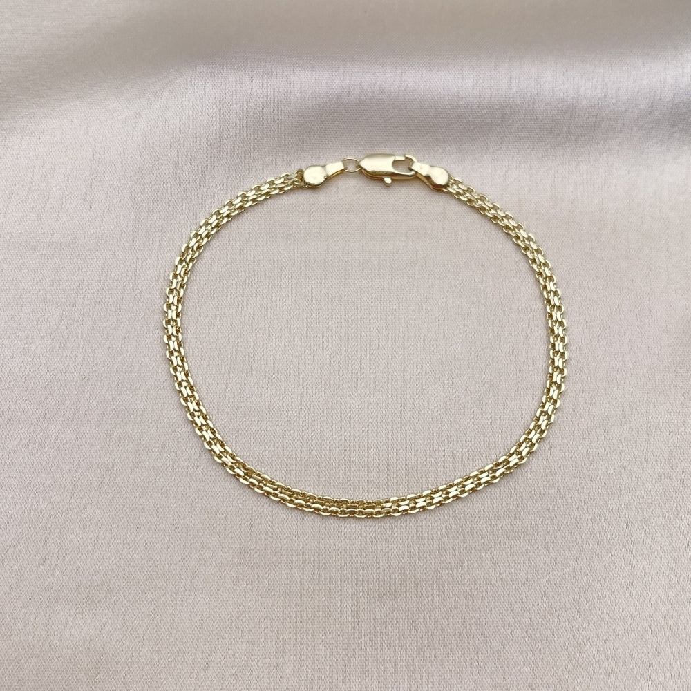 Oro Laminado Basic Bracelet, Gold Filled Style Bismark Design, Polished, Golden Finish