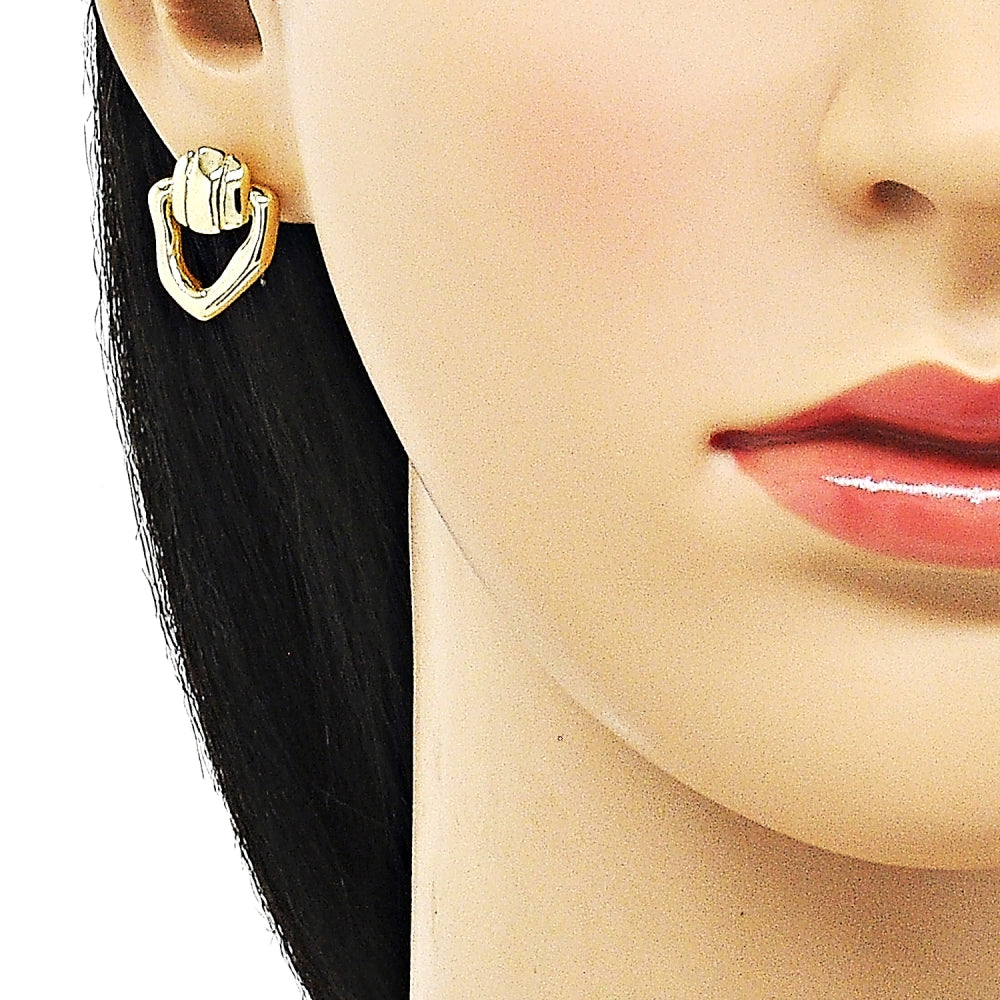Oro Laminado Stud Earring, Gold Filled Style Polished, Golden Finish