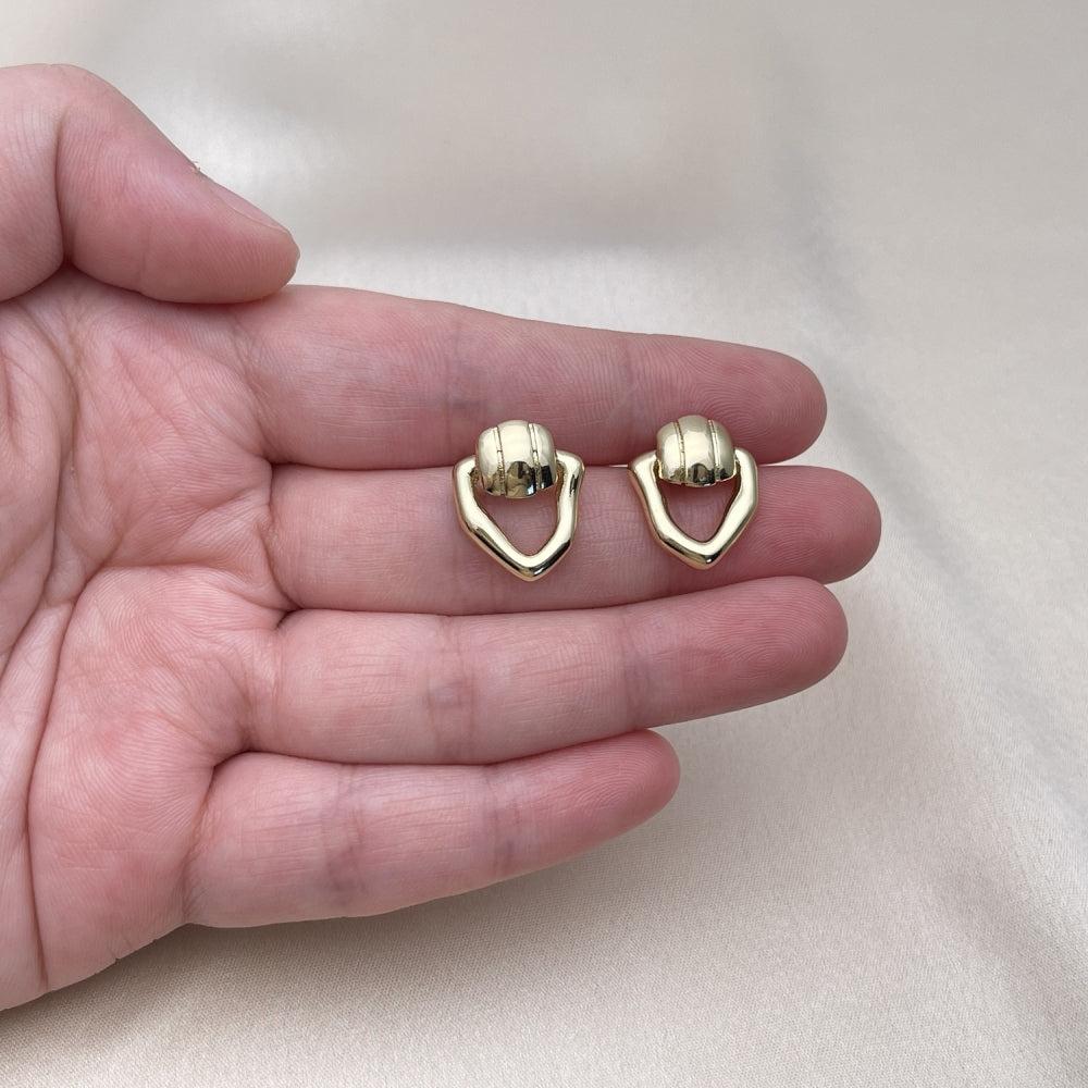 Oro Laminado Stud Earring, Gold Filled Style Polished, Golden Finish