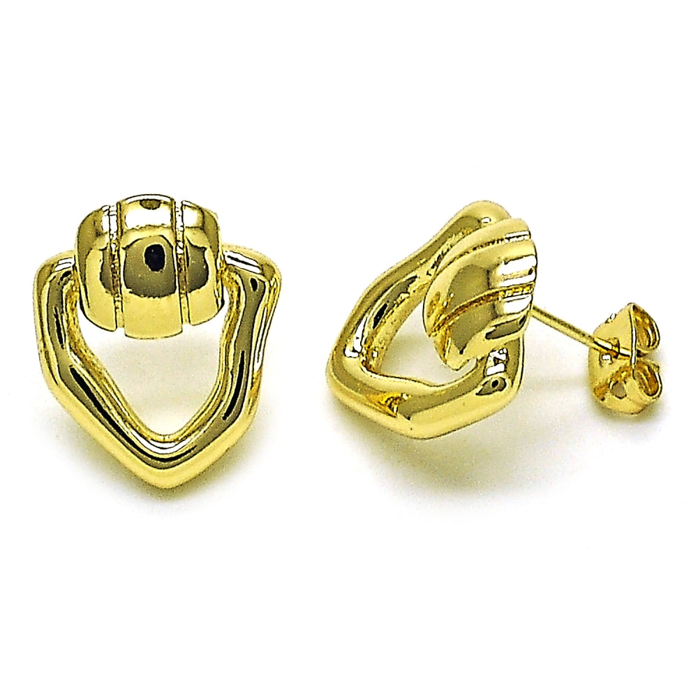 Oro Laminado Stud Earring, Gold Filled Style Polished, Golden Finish