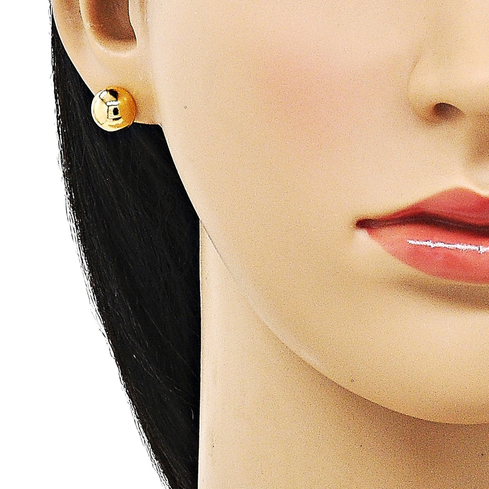 Oro Laminado Stud Earring, Gold Filled Style Ball Design, Polished, Golden Finish