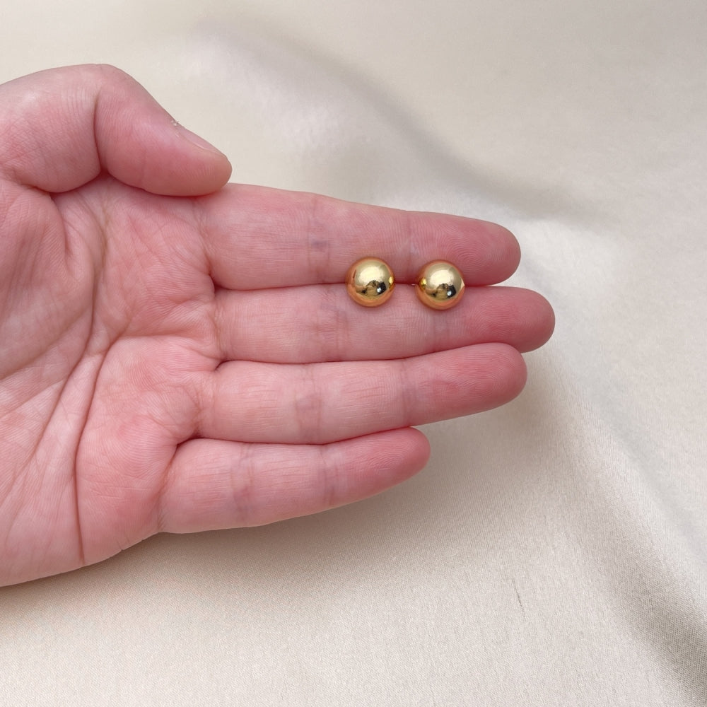 Oro Laminado Stud Earring, Gold Filled Style Ball Design, Polished, Golden Finish