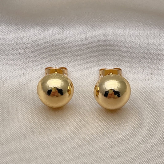 Oro Laminado Stud Earring, Gold Filled Style Ball Design, Polished, Golden Finish