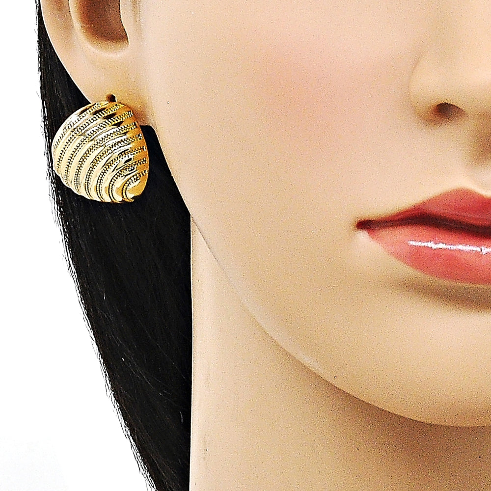Oro Laminado Stud Earring, Gold Filled Style Polished, Golden Finish