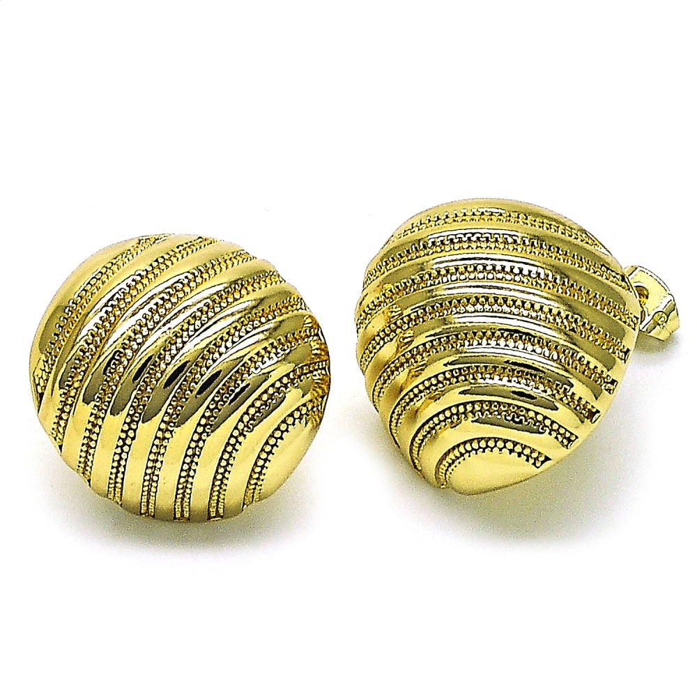 Oro Laminado Stud Earring, Gold Filled Style Polished, Golden Finish