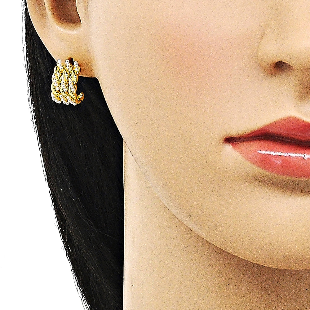 Oro Laminado Stud Earring, Gold Filled Style with Ivory Pearl, Polished, Golden Finish