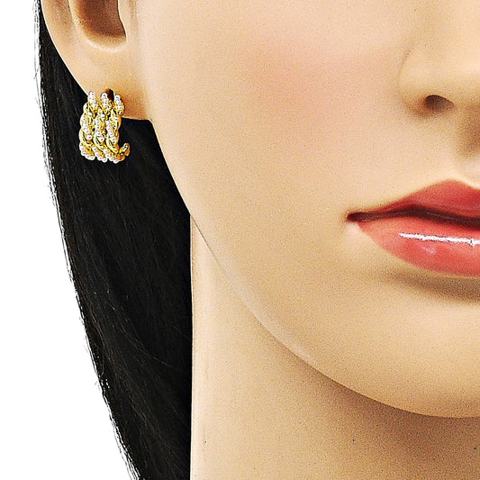 Oro Laminado Stud Earring, Gold Filled Style with Ivory Pearl, Polished, Golden Finish