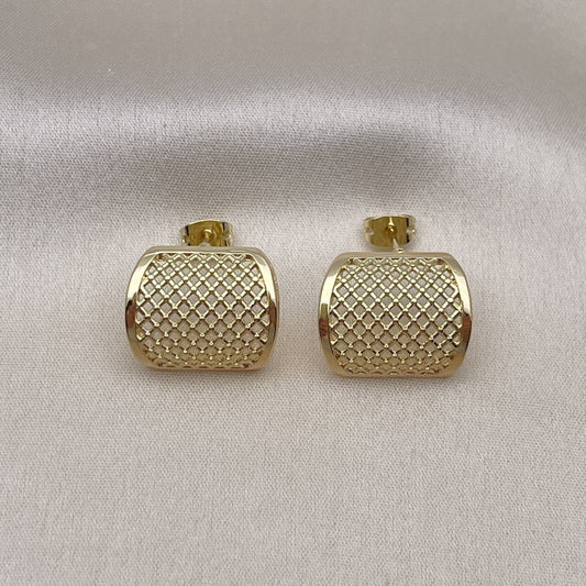 Oro Laminado Stud Earring, Gold Filled Style Polished, Golden Finish