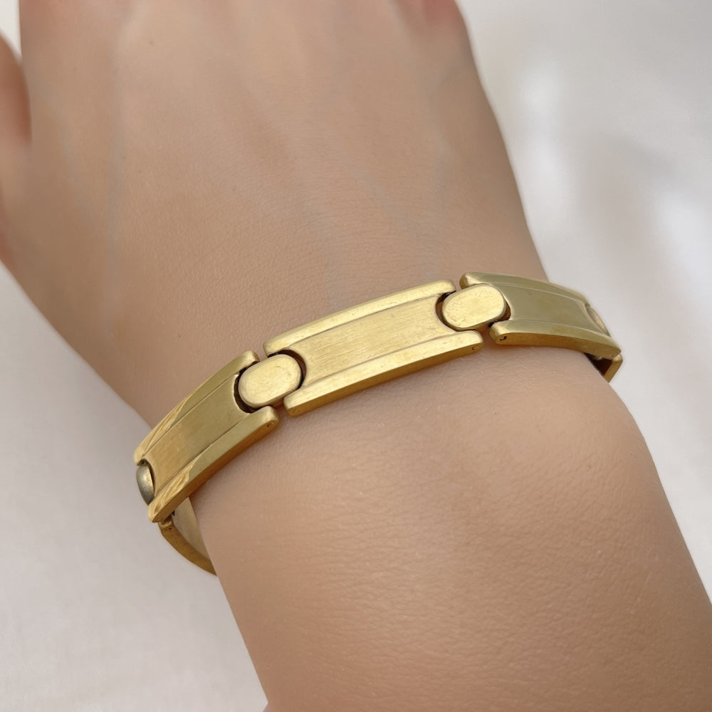 Stainless Steel Solid Bracelet, Polished, Golden Finish