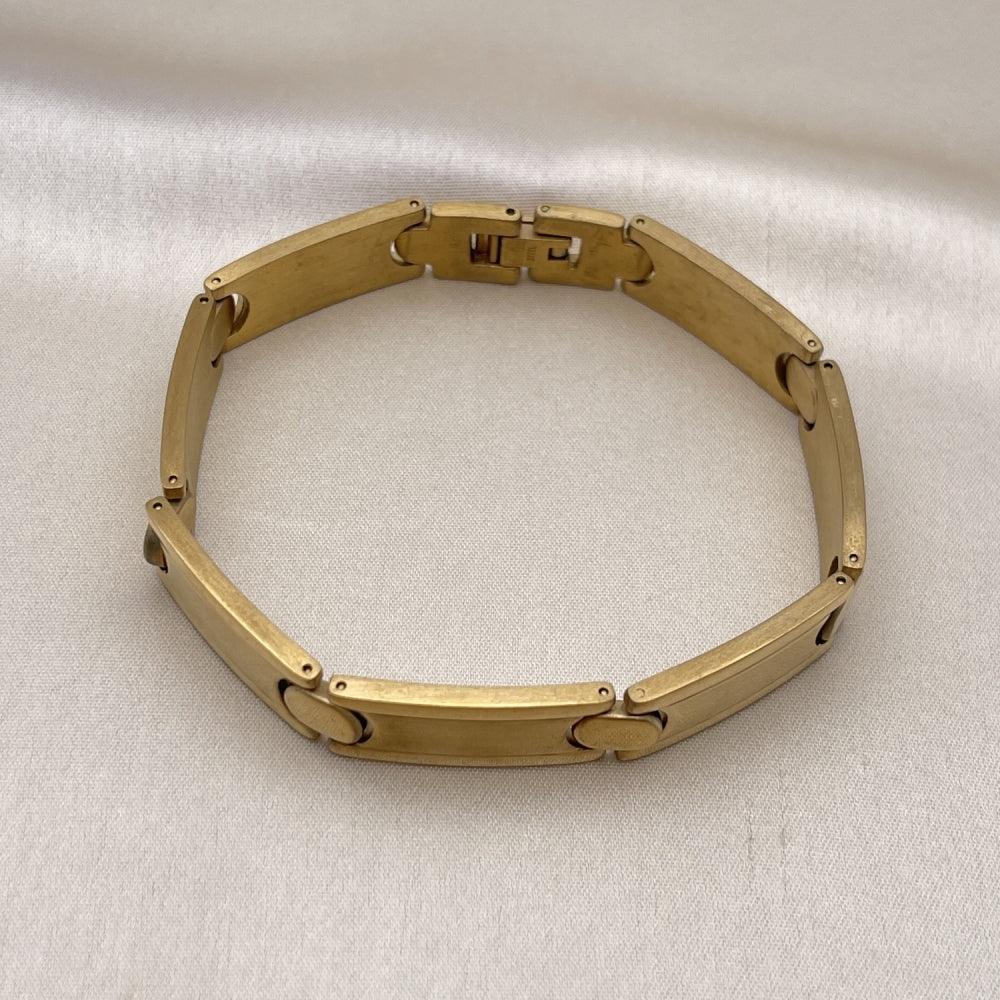 Stainless Steel Solid Bracelet, Polished, Golden Finish