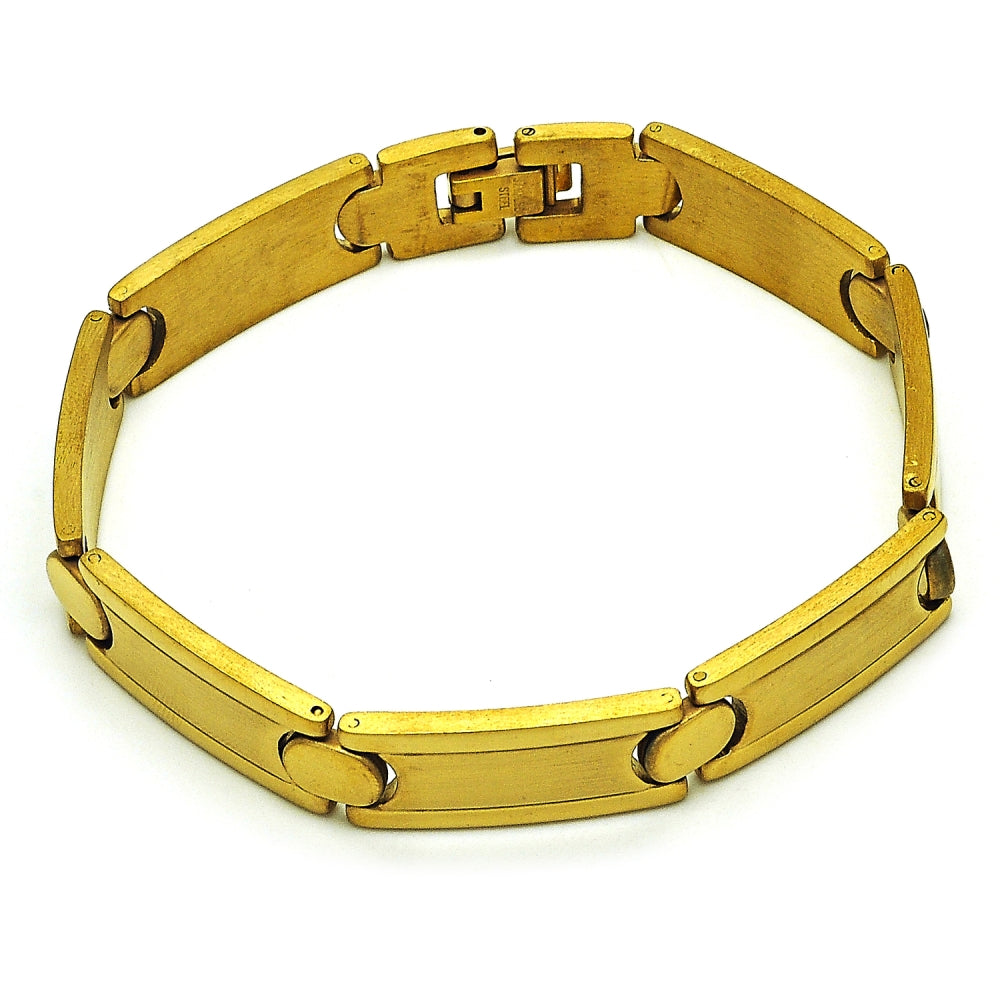 Stainless Steel Solid Bracelet, Polished, Golden Finish