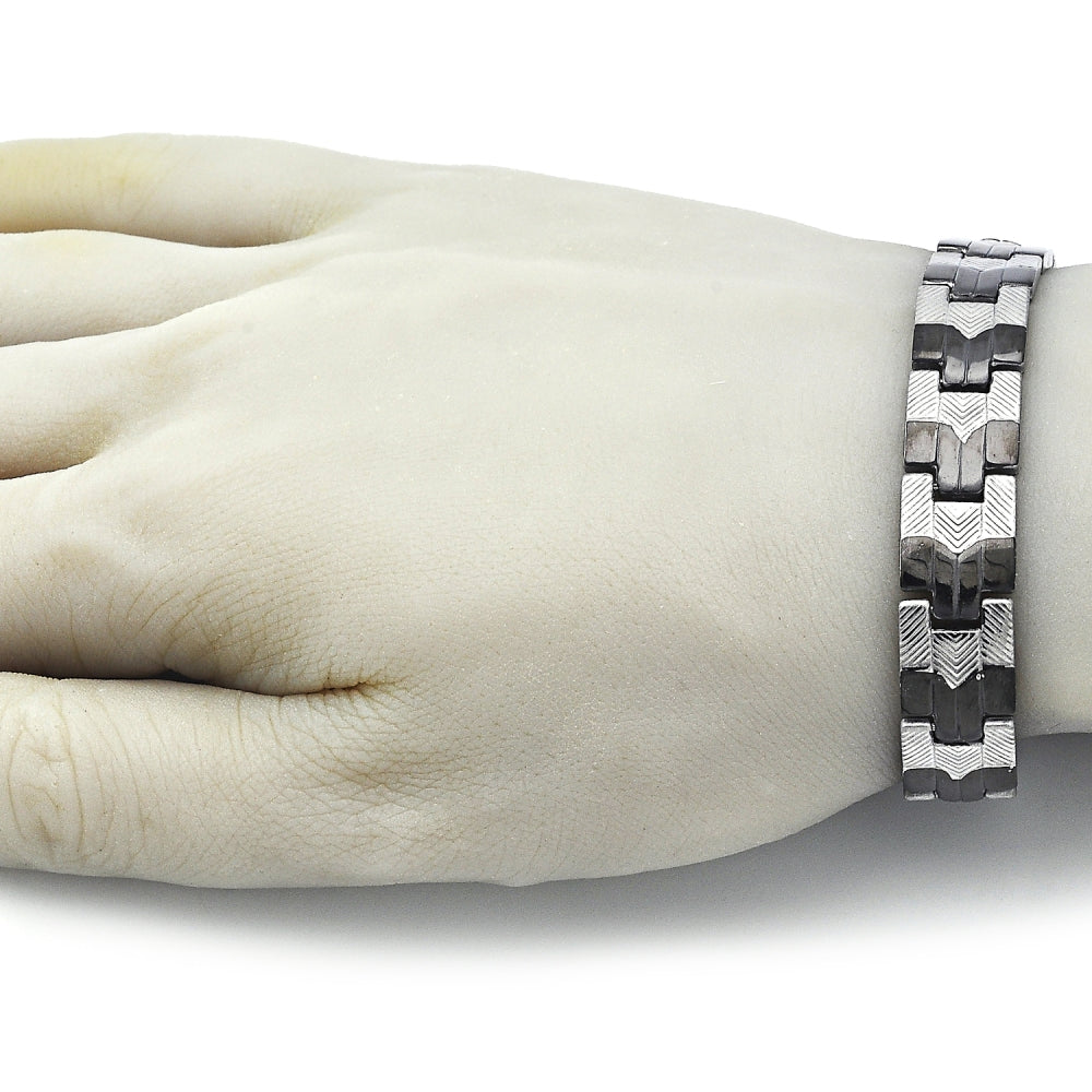 Stainless Steel Solid Bracelet, Polished, Two Tone