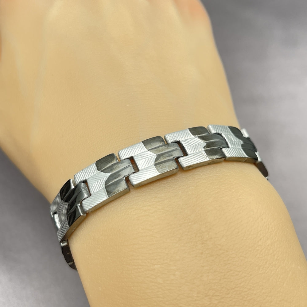 Stainless Steel Solid Bracelet, Polished, Two Tone