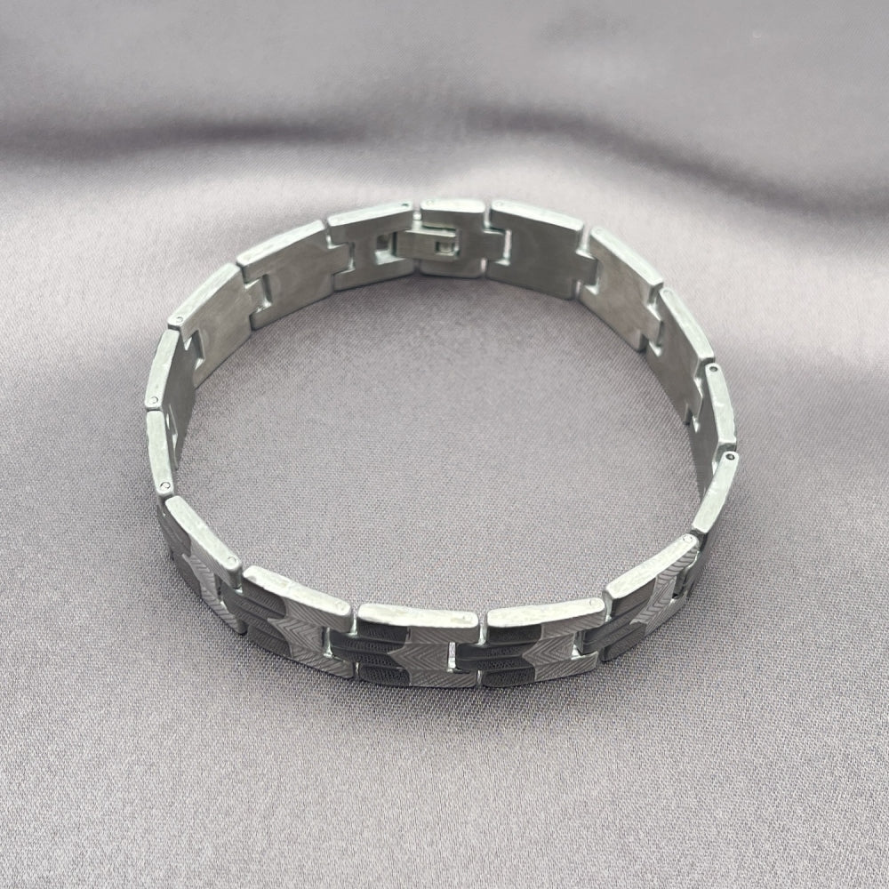 Stainless Steel Solid Bracelet, Polished, Two Tone