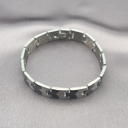 Stainless Steel Solid Bracelet, Polished, Two Tone