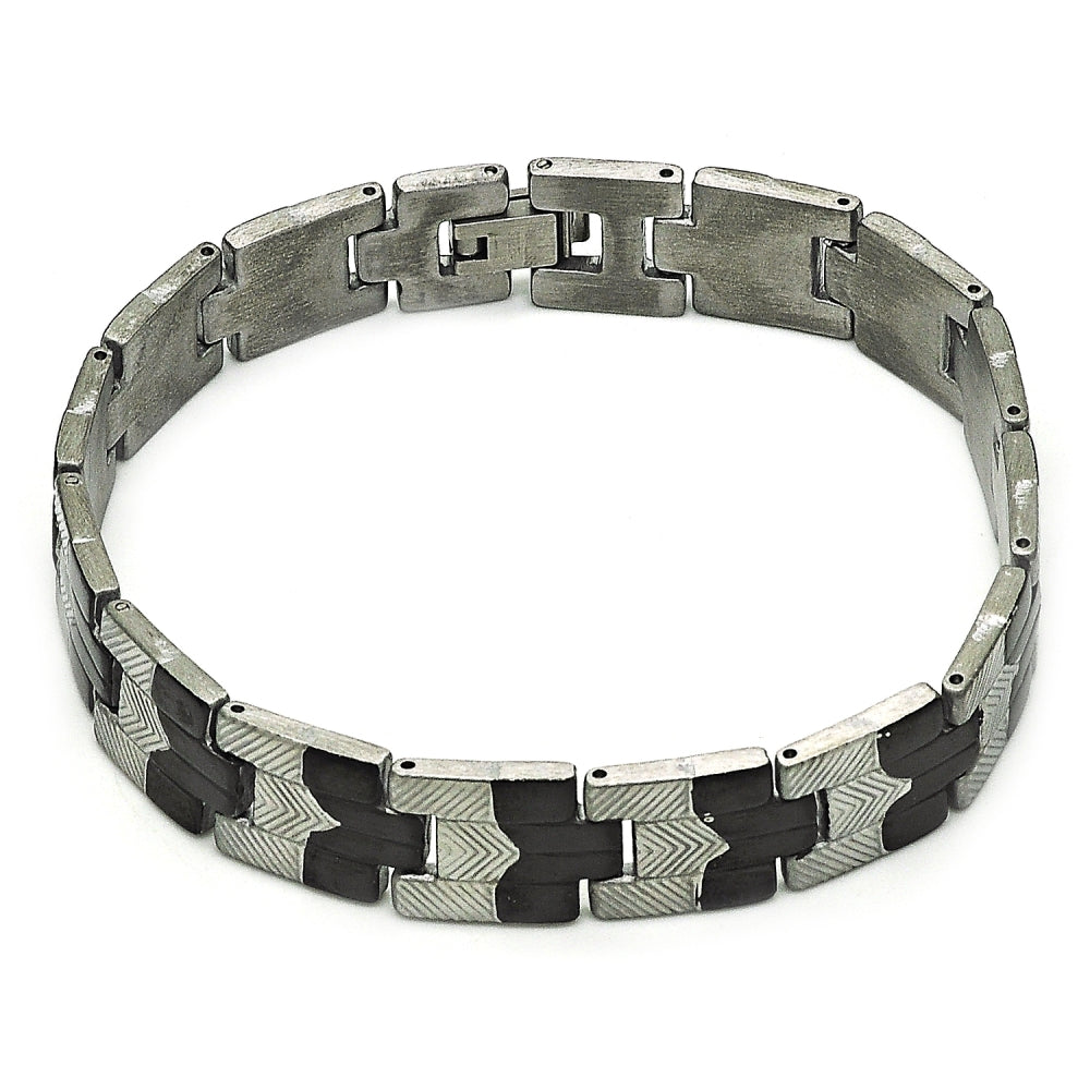 Stainless Steel Solid Bracelet, Polished, Two Tone
