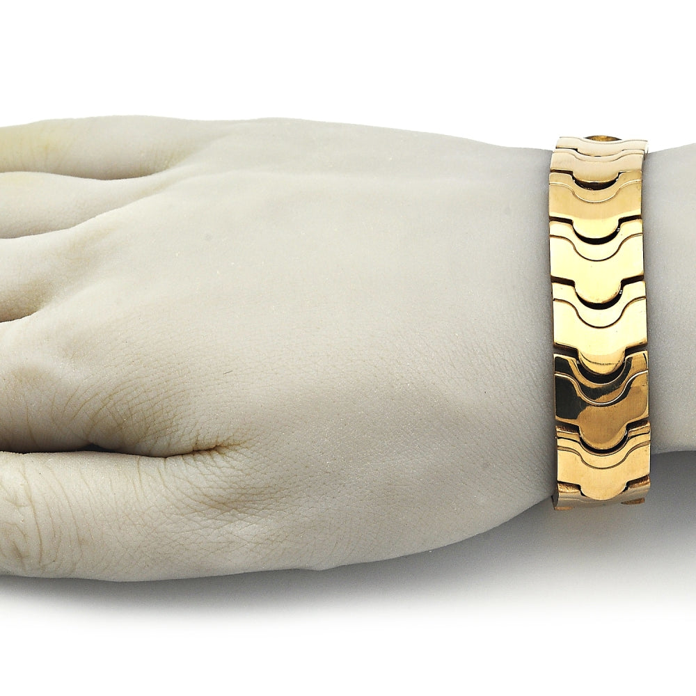 Stainless Steel Solid Bracelet, Polished, Golden Finish