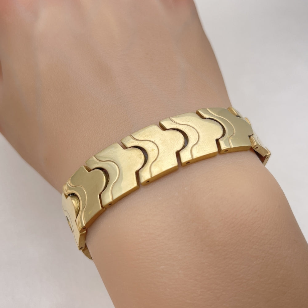 Stainless Steel Solid Bracelet, Polished, Golden Finish