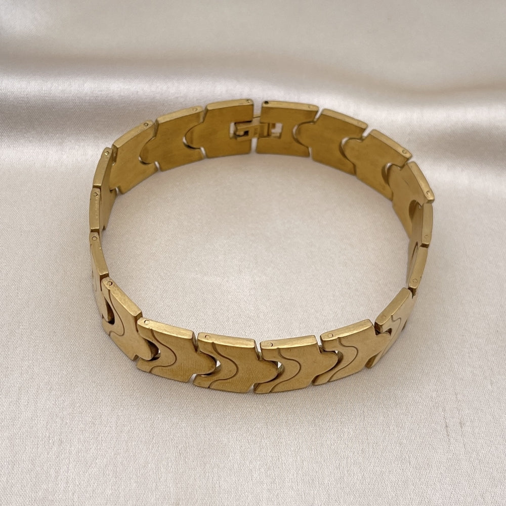 Stainless Steel Solid Bracelet, Polished, Golden Finish