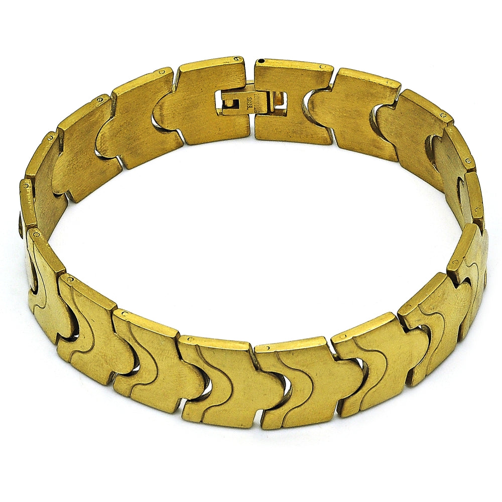 Stainless Steel Solid Bracelet, Polished, Golden Finish