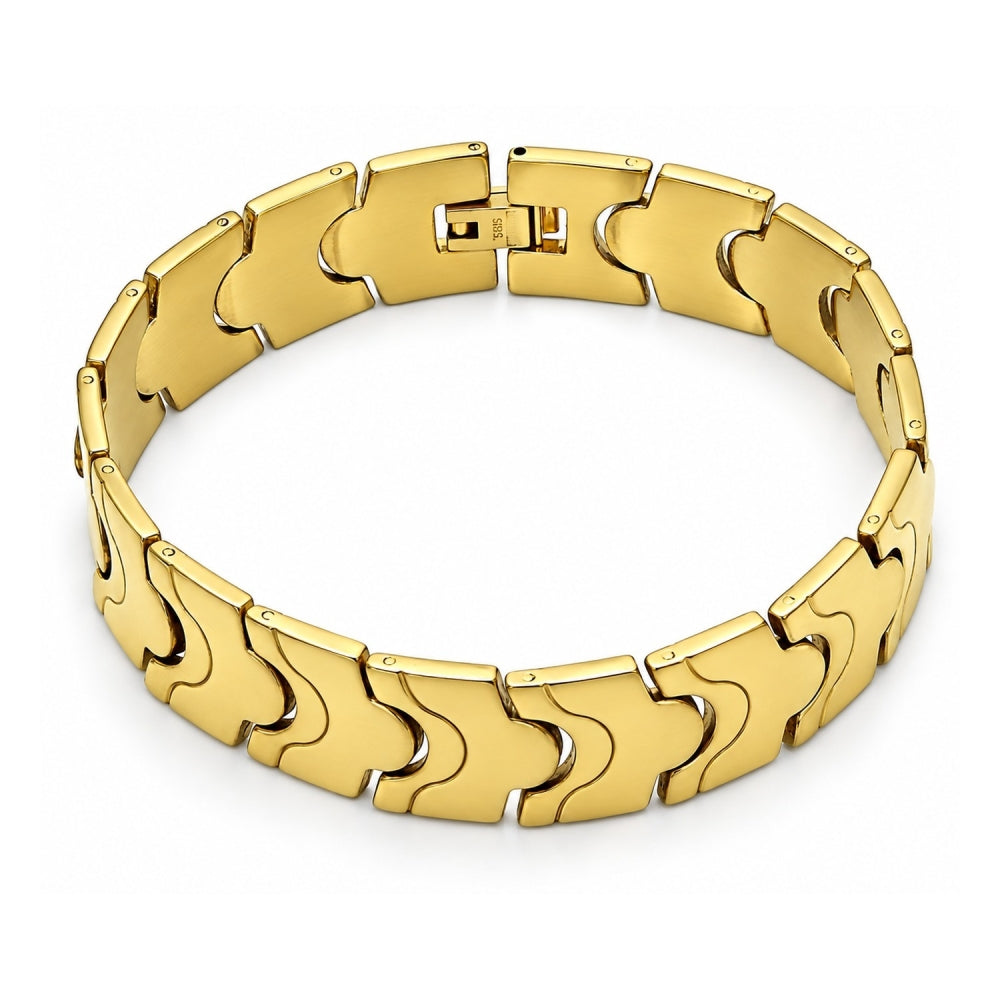 Stainless Steel Solid Bracelet, Polished, Golden Finish