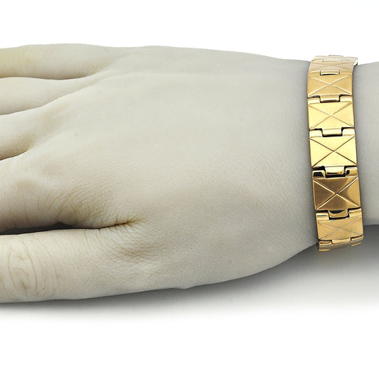 Stainless Steel Solid Bracelet, Polished, Golden Finish