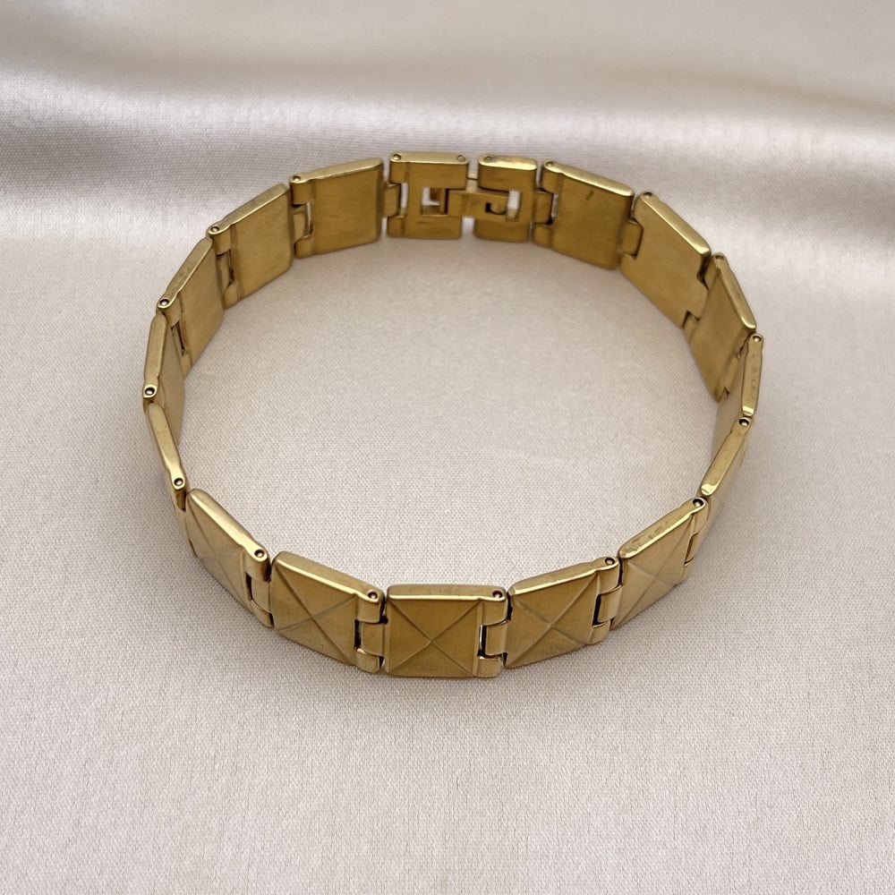 Stainless Steel Solid Bracelet, Polished, Golden Finish